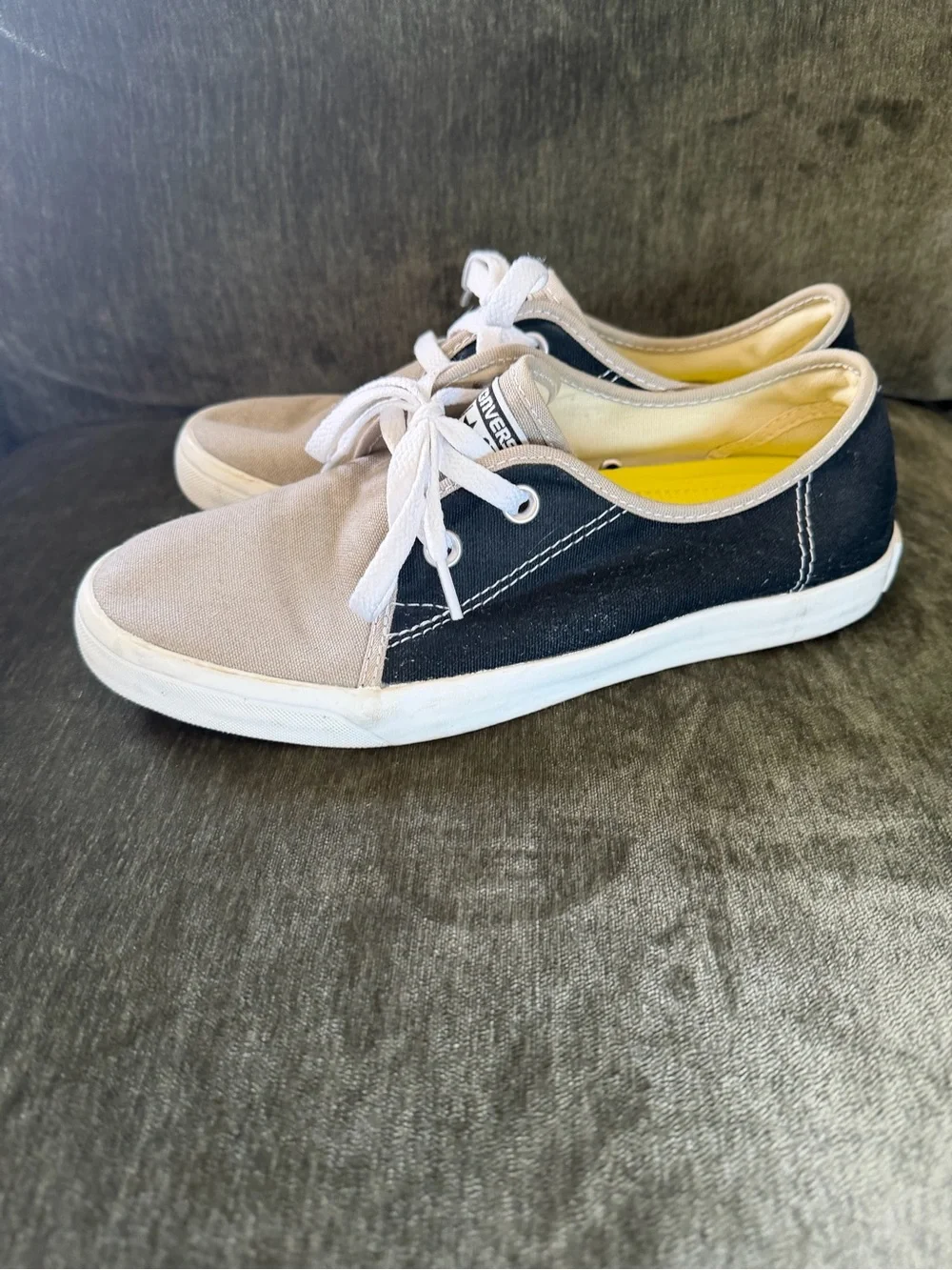 Converse Two-Tone Canvas Low Tops in Beige, black